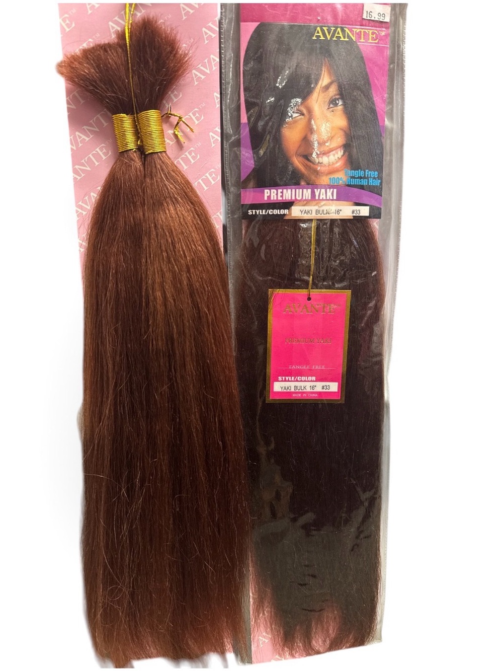 2 packs 100% human hair Avante Yaki Box 16" Brown Hair Extensions #avante #yaki